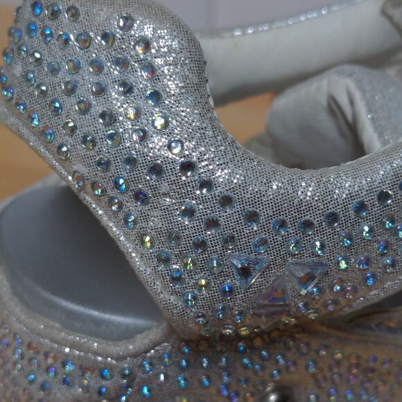 Anthony Wang Platform Sandals Silver Cutout Bedazzled Wedge Y2K 35 (US 4-4.5) - Picture 10 of 14